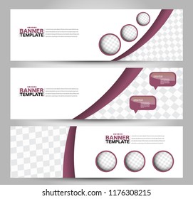 Banner template. Horizontal header. Abstract background for design,  business, education, advertisement. Purple color. Vector  illustration.