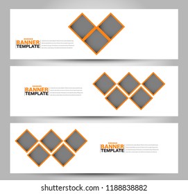 Banner template. Horizontal header. Abstract background for design,  business, education, advertisement. Orange color. Vector  illustration.