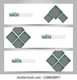 Banner template. Horizontal header. Abstract background for design,  business, education, advertisement. Green color. Vector  illustration.