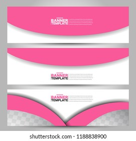 Banner template. Horizontal header. Abstract background for design,  business, education, advertisement. Pink color. Vector  illustration.