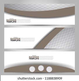 Banner template. Horizontal header. Abstract background for design,  business, education, advertisement. Brown color. Vector  illustration.