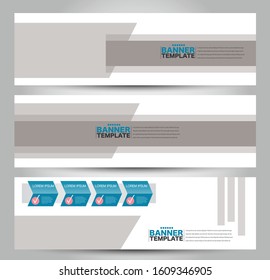 Banner template. Horizontal header. Abstract background for design,  business, education, advertisement. Blue color. Vector  illustration.