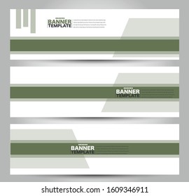 Banner template. Horizontal header. Abstract background for design,  business, education, advertisement. Green color. Vector  illustration.