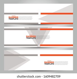 Banner template. Horizontal header. Abstract background for design,  business, education, advertisement. Orange color. Vector  illustration.