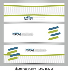 Banner template. Horizontal header. Abstract background for design,  business, education, advertisement. Blue and green color. Vector  illustration.