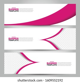 Banner template. Horizontal header. Abstract background for design,  business, education, advertisement. Pink color. Vector  illustration.