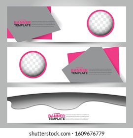 Banner template. Horizontal header. Abstract background for design,  business, education, advertisement. Pink color. Vector  illustration.