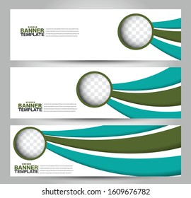 Banner template. Horizontal header. Abstract background for design,  business, education, advertisement. Green color. Vector  illustration.