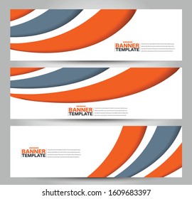 Banner template. Horizontal header. Abstract background for design,  business, education, advertisement. Orange color. Vector  illustration.