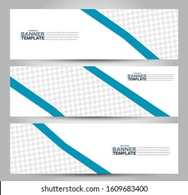 Banner template. Horizontal header. Abstract background for design,  business, education, advertisement. Blue color. Vector  illustration.