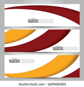 Banner template. Horizontal header. Abstract background for design,  business, education, advertisement. Red and orange color. Vector  illustration.