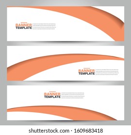 Banner template. Horizontal header. Abstract background for design,  business, education, advertisement. Orange color. Vector  illustration.