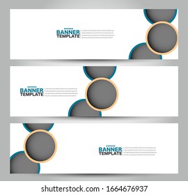 Banner template. Horizontal header. Abstract background for design,  business, education, advertisement. Blue and orange color. Vector  illustration.