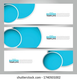 Banner template. Horizontal header. Abstract background for design,  business, education, advertisement. Blue color. Vector  illustration.
