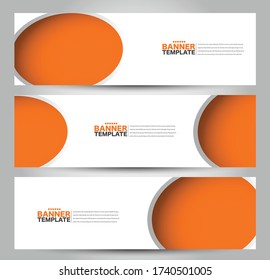 Banner template. Horizontal header. Abstract background for design,  business, education, advertisement. Orange color. Vector  illustration.