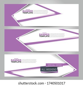 Plantilla de banner. Cabecera horizontal. Resumen de antecedentes para diseño, negocios, educación, publicidad. Color púrpura. Ilustración vectorial.