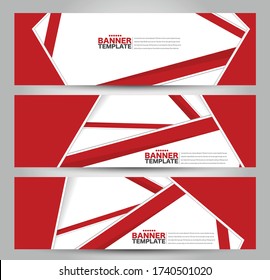 Banner template. Horizontal header. Abstract background for design,  business, education, advertisement. Red color. Vector  illustration.