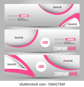 Banner template. Horizontal header. Abstract background for design,  business, education, advertisement. Pink color. Vector  illustration