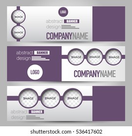Banner template. Horizontal header. Abstract background for design,  business, education, advertisement. Purple color. Vector  illustration