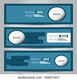 Banner template. Horizontal header. Abstract background for design,  business, education, advertisement. Blue color. Vector  illustration