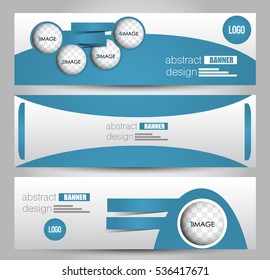 Banner template. Horizontal header. Abstract background for design,  business, education, advertisement. Blue color. Vector  illustration