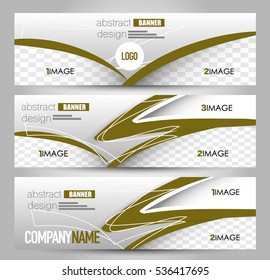Banner template. Horizontal header. Abstract background for design,  business, education, advertisement. Green color. Vector  illustration