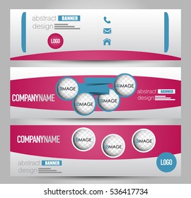 Banner template. Horizontal header. Abstract background for design,  business, education, advertisement. Pink and blue color. Vector  illustration