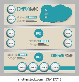 Banner template. Horizontal header. Abstract background for design,  business, education, advertisement. Blue color. Vector  illustration