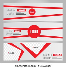 Banner template. Horizontal header. Abstract background for design,  business, education, advertisement. Red color. Vector  illustration.