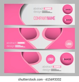 Banner template. Horizontal header. Abstract background for design,  business, education, advertisement. Pink color. Vector  illustration.