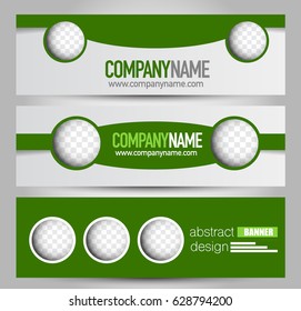 Banner template. Horizontal header. Abstract background for design,  business, education, advertisement. Green color. Vector  illustration