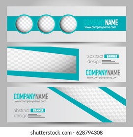 Banner template. Horizontal header. Abstract background for design,  business, education, advertisement. Green color. Vector  illustration