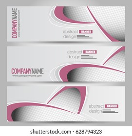 Banner template. Horizontal header. Abstract background for design,  business, education, advertisement. Pink color. Vector  illustration
