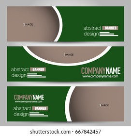 Banner template. Horizontal header. Abstract background for design,  business, education, advertisement. Green color. Vector  illustration.