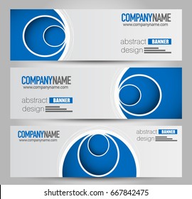 Banner template. Horizontal header. Abstract background for design,  business, education, advertisement. Blue color. Vector  illustration.