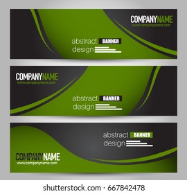 Banner template. Horizontal header. Abstract background for design,  business, education, advertisement. Black and green color. Vector  illustration.
