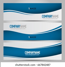 Banner Template. Horizontal Header. Abstract Background For Design,  Business, Education, Advertisement. Blue Color. Vector  Illustration.