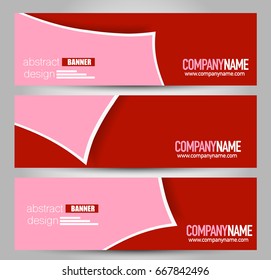 Banner template. Horizontal header. Abstract background for design,  business, education, advertisement. Red and pink color. Vector  illustration.