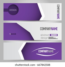 Banner template. Horizontal header. Abstract background for design,  business, education, advertisement. Purple color. Vector  illustration.