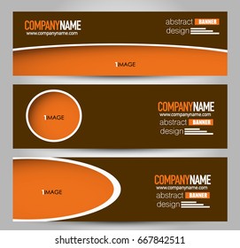 Banner template. Horizontal header. Abstract background for design,  business, education, advertisement. Brown and orange color. Vector  illustration.