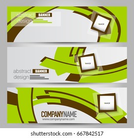 Banner template. Horizontal header. Abstract background for design,  business, education, advertisement. Brown and green color. Vector  illustration.