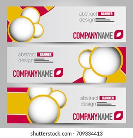 Banner template. Horizontal header. Abstract background for design,  business, education, advertisement. Red and orange color. Vector  illustration.