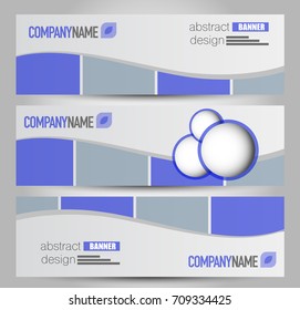 Banner template. Horizontal header. Abstract background for design,  business, education, advertisement. Blue color. Vector  illustration.