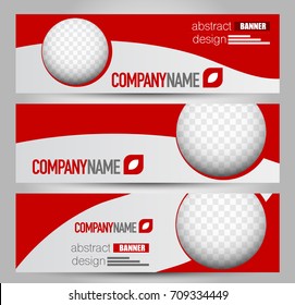 Banner template. Horizontal header. Abstract background for design,  business, education, advertisement. Red color. Vector  illustration.