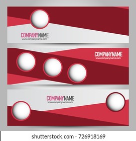 Banner template. Horizontal header. Abstract background for design,  business, education, advertisement. Red color. Vector  illustration.