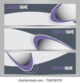 Banner template. Horizontal header. Abstract background for design,  business, education, advertisement. Purple color. Vector  illustration.