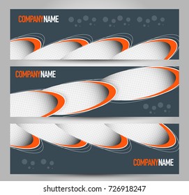 Banner template. Horizontal header. Abstract background for design,  business, education, advertisement. Orange and grey color. Vector  illustration.