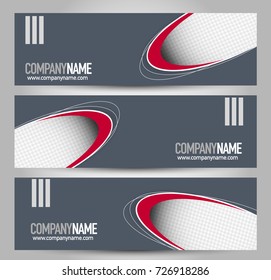 Banner template. Horizontal header. Abstract background for design,  business, education, advertisement. Red and grey color. Vector  illustration.