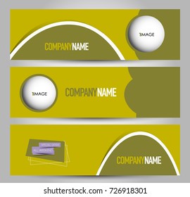 Banner template. Horizontal header. Abstract background for design,  business, education, advertisement. Yellow color. Vector  illustration.