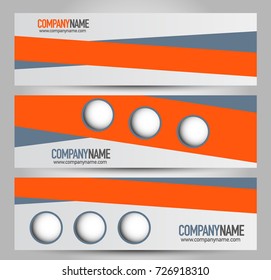 Banner template. Horizontal header. Abstract background for design,  business, education, advertisement. Orange and grey color. Vector  illustration.
